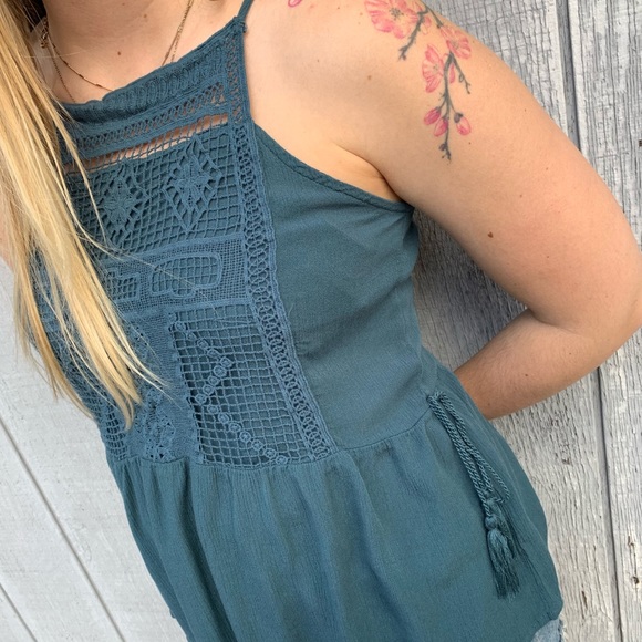 Blue Boho Tank with Tasels - Picture 2 of 5